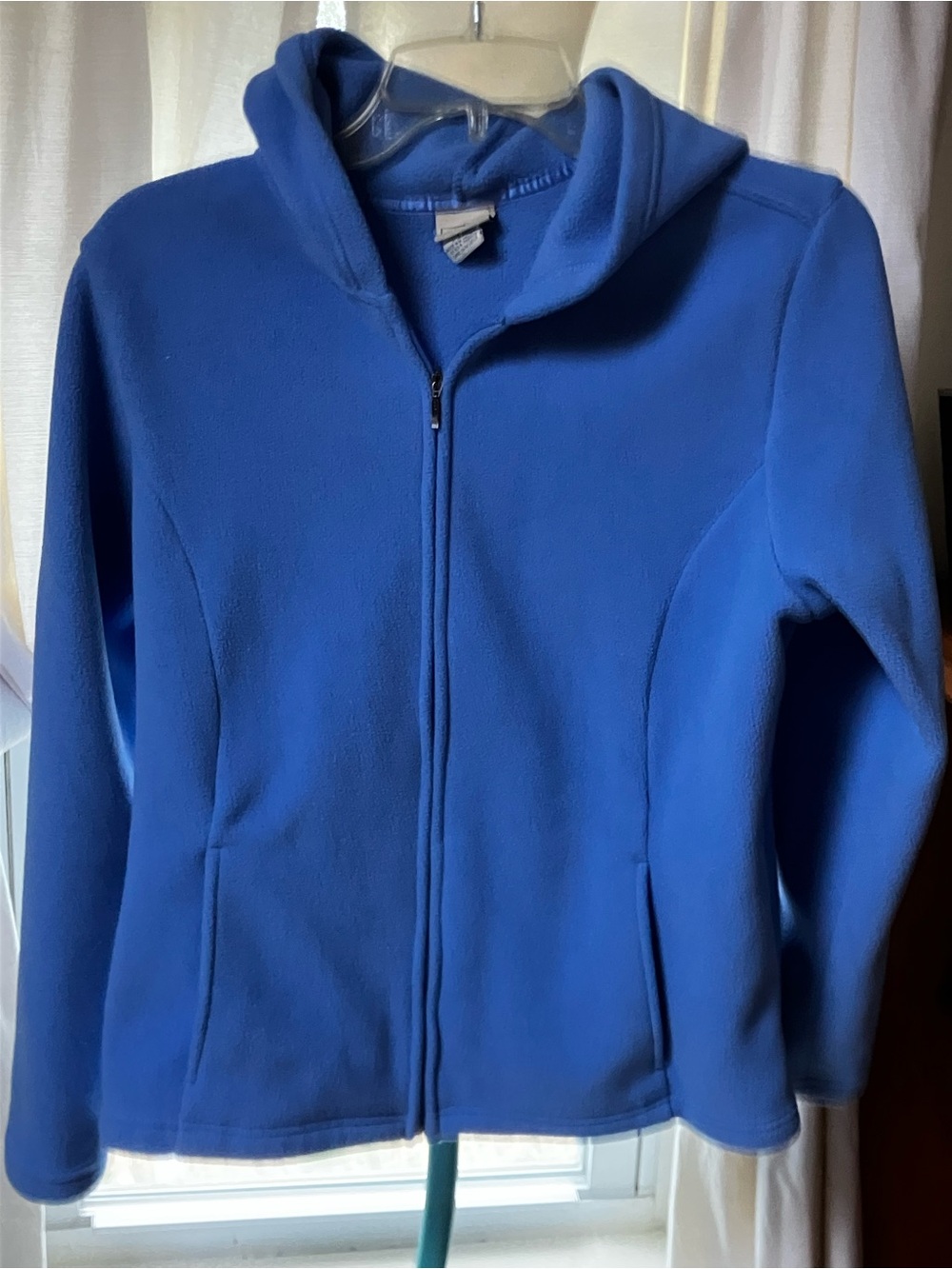 L.L. Bean Women's Bright Blue Hooded Fleece Zip Jacket